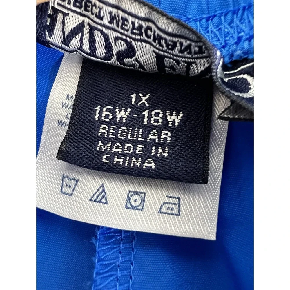 Lands' End Swim Shorts Unisex 1X 16-18 Blue‎ Lined Polyester Swimwear Shorts